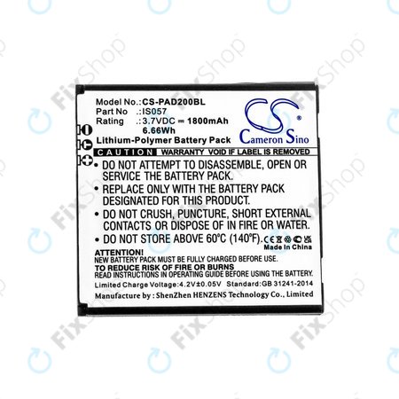 Batterie pour Pax myPOS D200, D200T, IS275, D200, 1800mAh, Li-Pol, 3.7V, IS057, HQ