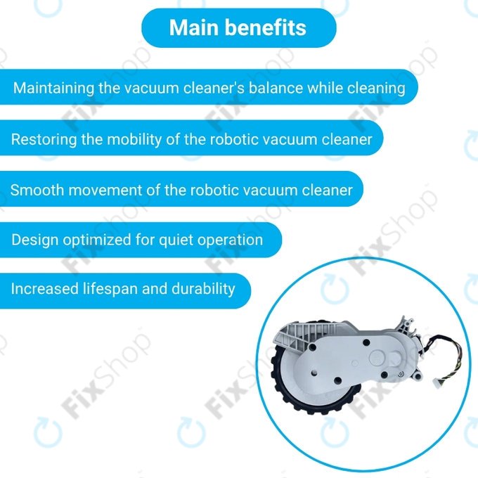 Xiaomi Mijia E10, E12, Mi Robot Vacuum Mop 2 Lite, 2 Pro - Roue avec moteur (droite) (Blanc)