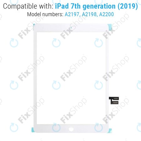 Apple iPad (7e génération 2019, 8e génération 2020) - Écran tactile (Blanc)