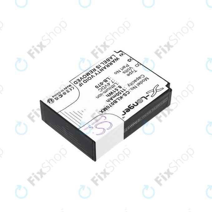 Batterie pour Kodak PIXPRO S1, AZ651, AZ652, AZ901, 1150mAh, Li-Ion, 7.4V, LB-070, HQ