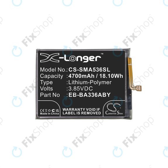 Batterie pour Samsung A33 A336B, A53 A536B, 4700mAh, Li-Pol, 3.85 V, EB-BA336ABY, HQ