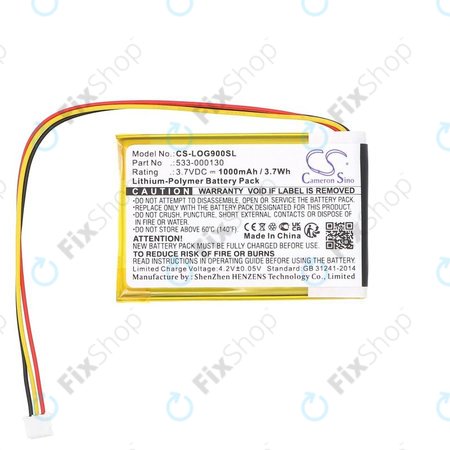 Batterie pour Logitech G403, G703, G900, G903, 1000mAh, Li-Pol, 3.7V, 533-000130, HQ