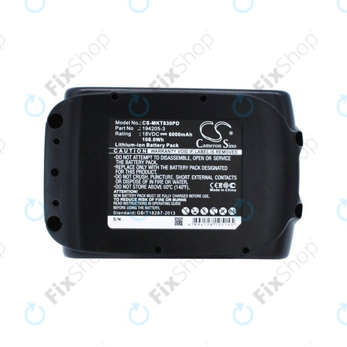 Makita Séries B, C, D, F, G, H, J, L, M, P, S, T, U, V, X - Batterie BL18xx Li-Ion 18V 6000mAh HQ