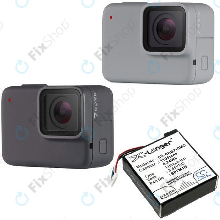 Batterie pour Gopro Hero 7 Silver, White, 1100mAh, Li-Ion, 3.85V, SPTM1B, HQ