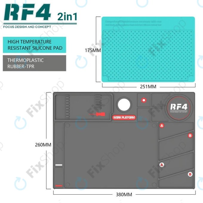 Refox RF4 Plate-forme de travail - Tapis antistatique résistant à la chaleur ESD