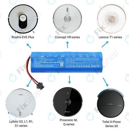 Xiaomi Roidmi EVE Plus, Viomi, Lydsto, Proscenic, Tefal - Batterie NR18650 M26-4S2P, SUN-INTE-181, H18650CH-4S2P Li-Ion 14.4V 6700mAh HQ