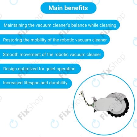 Xiaomi Robot Vacuum X20, S10, Dreame X30, X20, X10 Pro - Roue avec moteur (gauche) (Blanc)