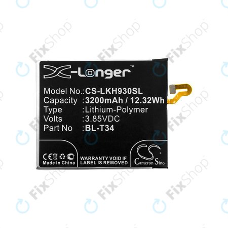 Batterie pour LG H930, V30, V35, 3200mAh, Li-Pol, 3.85V, BL-T34, HQ