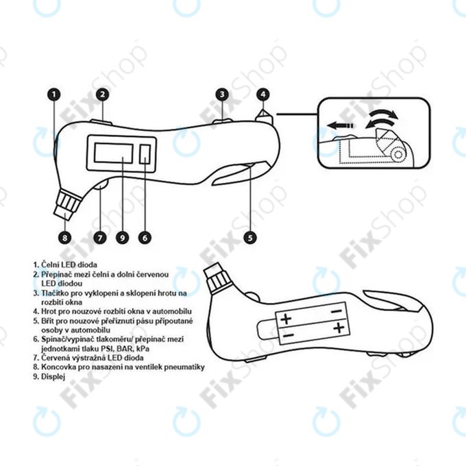 Extol Premium 8863050 Urgence - Compteur de pression des pneus 5 en 1