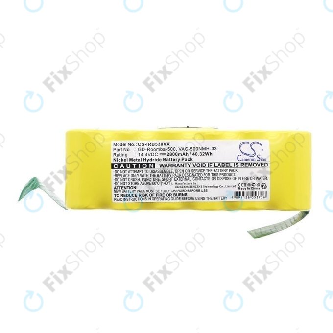 iRobot Roomba 500, 600, 700, 800, 900-series, R3, Scooba 450, Vileda 137173 - Batterie 11702, GD-Roomba-500, VAC-500NMH-33 14.4V 2800mAh HQ