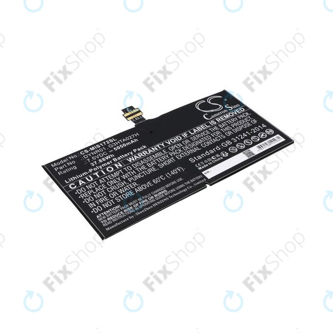 Batterie pour Microsoft Surface Pro 4, 5050mAh, Li-Pol, 7.5V, DYNR01, HQ