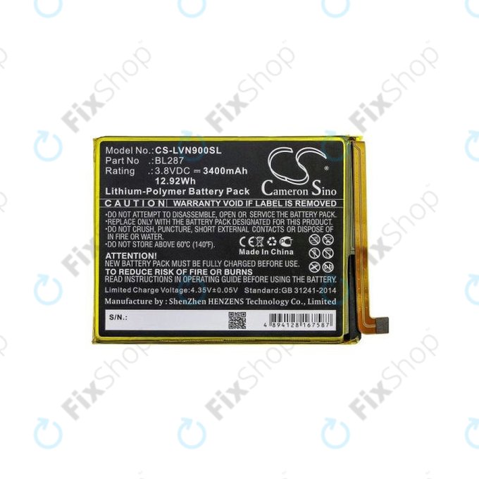 Lenovo K9 Note - Batterie BL287 3400mAh HQ