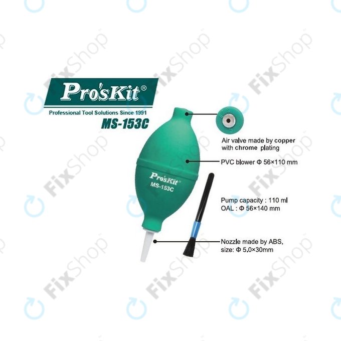 Pro'sKit MS-153C - Souffleur de poussière pour coller des lunettes et des films de protection