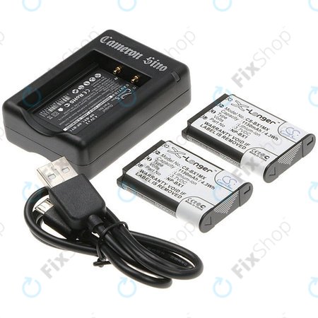 2 batteries avec chargeur pourSony Cyber-shot DSC-RX100, Cyber-shot DSC-WX300B, 1150mAh, Li-Ion, 7.4V, NP-BX1, HQ