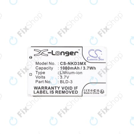 Batterie pour Nokia 7250i, 6610, 6585, 6560, 6200, 6220, 1000mAh, Li-Ion, 3.7V, BLD-3, HQ