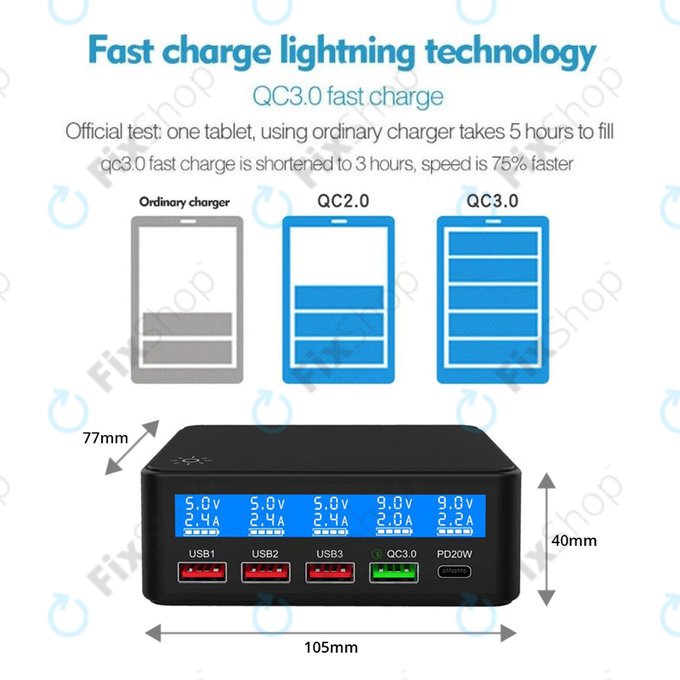 FixPremium - Station de recharge USB USB 3.0 et USB-C