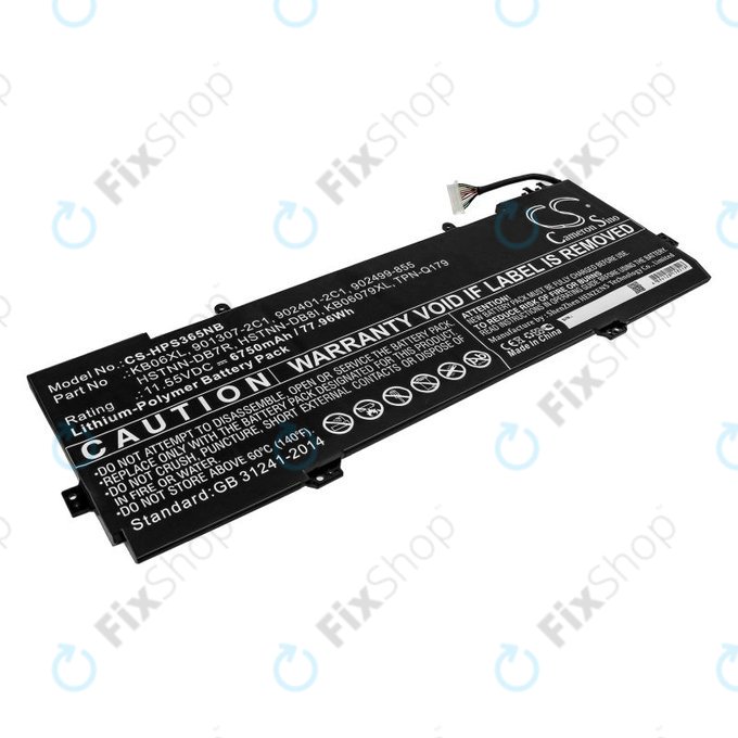 Batterie pour HP Spectre X360 15, 6750mAh, Li-Pol, 11.55V, KB06XL, HQ