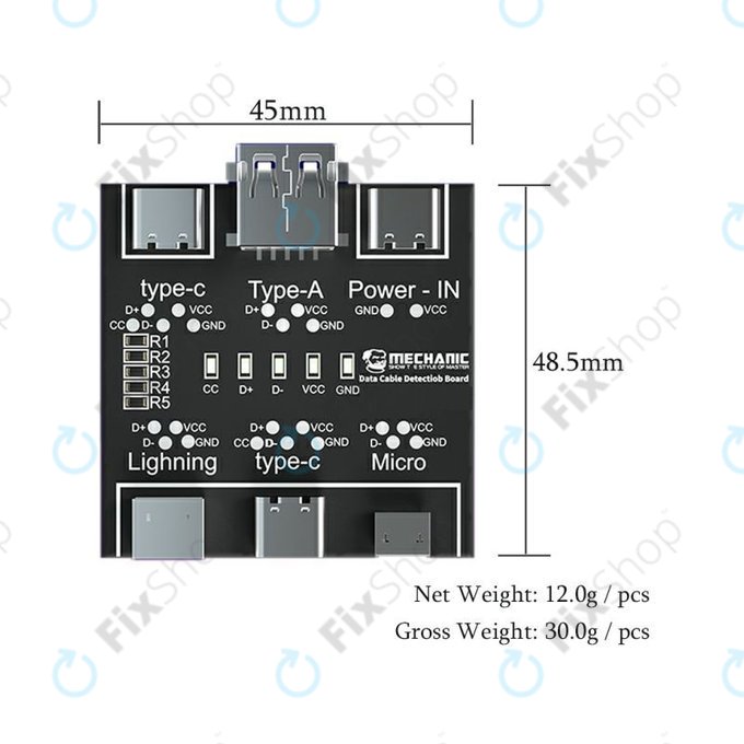 Mechanic DT3 - Testeur de câbles de données (Lightning, USB-C, microUSB)