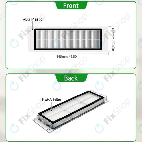 Xiaomi Roborock S5, S5 Max, S6, S6 MaxV, S6 Pure, E4, E5, Mijia 1S, Mi Robot Vacuum Mop 1S, Xiaowa E2, E3, Lite C10 - Filtre HEPA (2pcs)