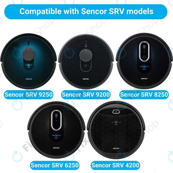 Kit de pièces de rechange pour Sencor SRV9250, 9200, 8250, 6250, 4200 (1x Brosse principale, 2x Filtre, 2x Brosse latérale, 2x Chiffon de vadrouille)