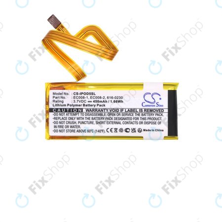 Batterie pour Apple iPod Classic 6th Gen, iPod 5G, iPod Video, 450mAh, Li-Pol, 3.7V, EC008, HQ