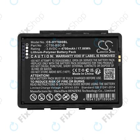 Batterie pour Honeywell CT50, Dolphin CT60, 4700mAh, Li-Pol, 3.8V, CT50-BSC-B, HQ