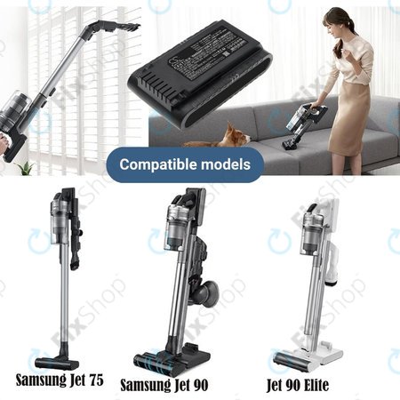 Samsung Jet 75, 75 Multi, 75 Premium, VS70, 90, VS9000 - Batterie VCA-SBT90, VCA-SBT90E, DJ96-00221A Li-Ion 21.6V 2000mAh HQ