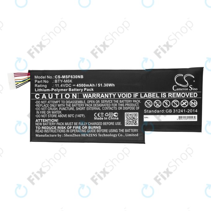 Batterie pour MSI GF63, MSI GF75, MSI GS63, 4500mAh, Li-Pol, 11.4V, BTY-M6K, HQ