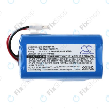 Batterie pour iClebo ARTE YCR-M05, 3400mAh, Li-Ion, 14.4V, EBKRBKDL001039, HQ