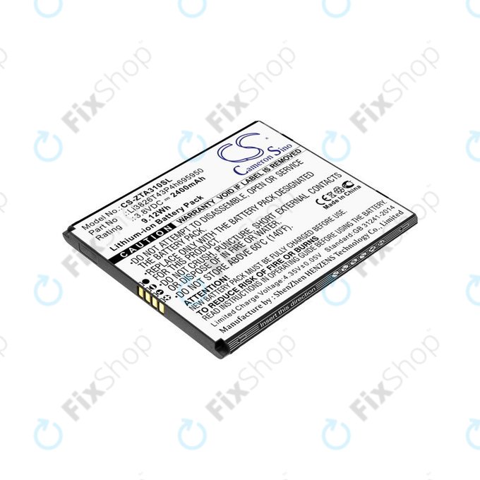 Batterie pour ZTE Blade A3, A5, Optus X Power 2, 2400mAh, Li-Ion, 3.8V, Li3826T43P4h695950, HQ