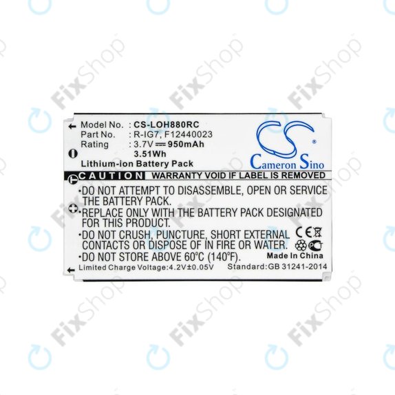 Batterie pour Logitech Harmony 720, 780, 880, 890, 900, 950mAh, Li-Ion, 3.7V, R-IG7, HQ