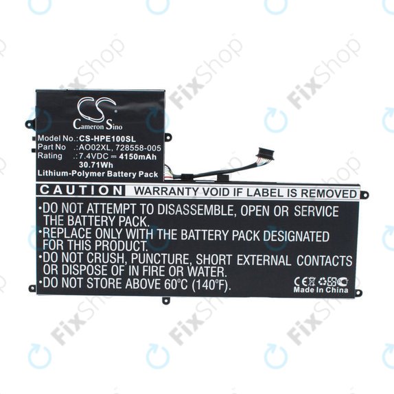 Batterie pour HP Elitepad 1000, Elitepad 1000 G2, Ultrabook Ao02xl Series, 4150mAh, Li-Pol, 7.4V, AO02XL, HQ
