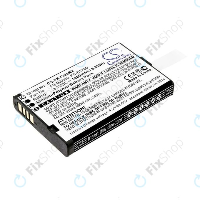 Batterie pour Flysky FA605, FS-GT2B, FS-I10, 1600mAh, Li-Pol, 3.7V, FS-BA800, HQ