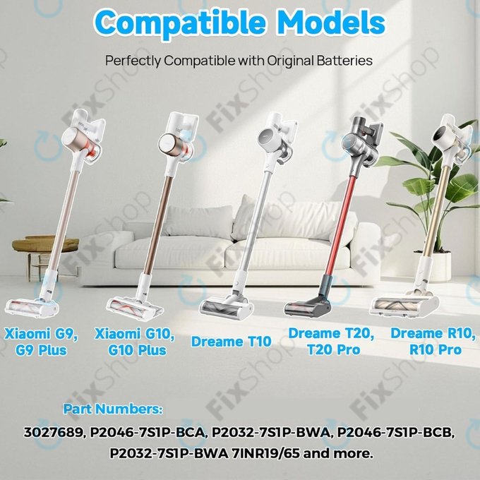 Batterie pour Xiaomi Dreame G9, G10, T10, T20, R10, 3027689, Li-Ion, 25.2V, 3500mAh