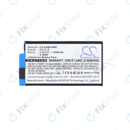 Batterie pour GoPro Max, Max 360, Acbat-001, 1400mAh, Li-Ion, 3.85V, SPCC1B, HQ
