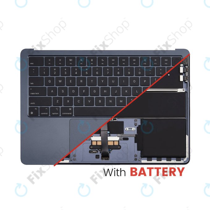 Cadre supérieur clavier pour MacBook Air 13", A3113 (2024), avec clavier US et batterie, Midnight, 661-40230, Genuine Apple
