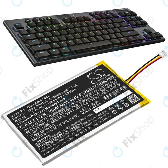 Batterie pour Logitech G913, G913 TKL, G915, G915TKL, 1500mAh, Li-Pol, 3.7V, 533-000152, HQ