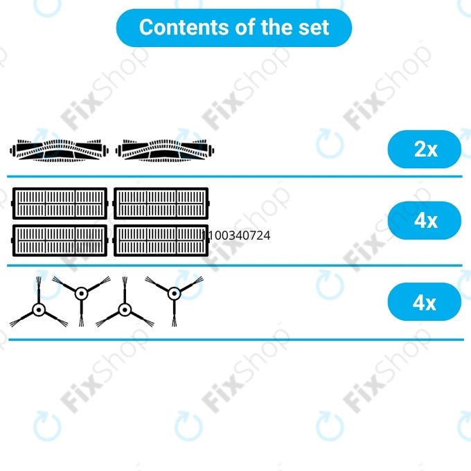 Kit de pièces de rechange pour Roborock G20s Ultra, Saros 10R, 20 (2x Brosse principale, 4x Filtre, 4x Brosse latérale)