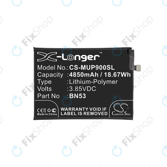 Batterie pour Xiaomi Redmi Note 9 Pro, 4850mAh, Li-Pol, 3.85 V, BN53, HQ