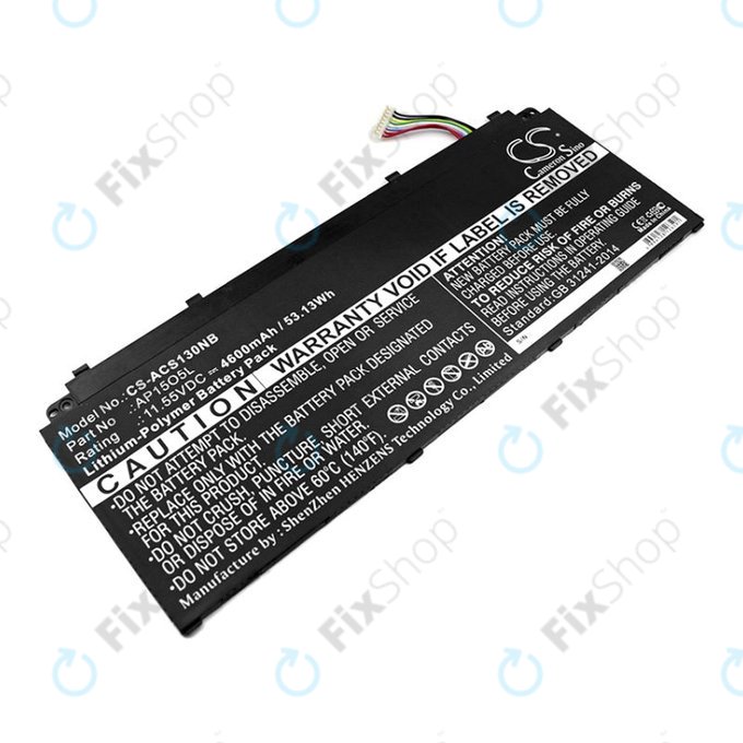 Batterie pour Acer Aspire S13, Chromebook R13, 4600mAh, Li-Pol, 11.55V, AP15O3K, HQ
