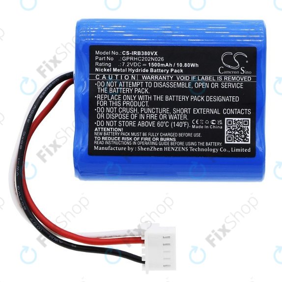 iRobot Braava 2000, 300, 380, 380T, 381, 390, Mint 5200, Mint Plus 5200, Proscenic JOJO Professional - Batterie GPRHC202N026, 4409709, W206001001399 1500mAh HQ