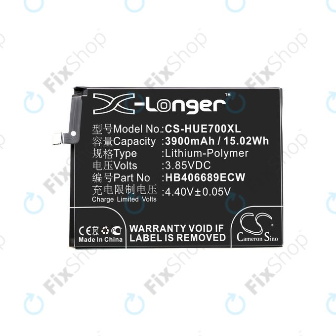 Batterie pour Huawei Y7, 3900mAh, Li-Pol, 3.85V, HB406689ECW, HQ