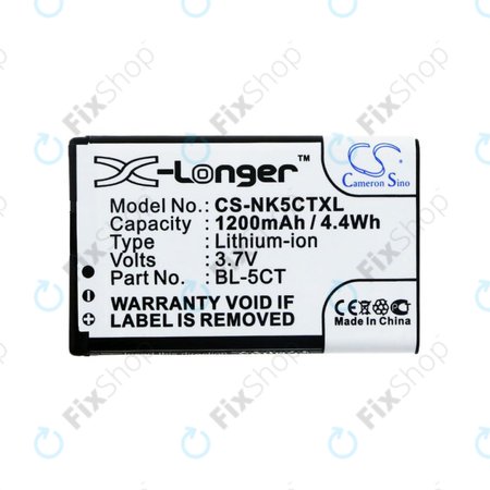 Batterie pour Nokia 5220, 5630, 6303, 6700, C5, 1200mAh, Li-Ion, 3.7V, BL-5CT, HQ