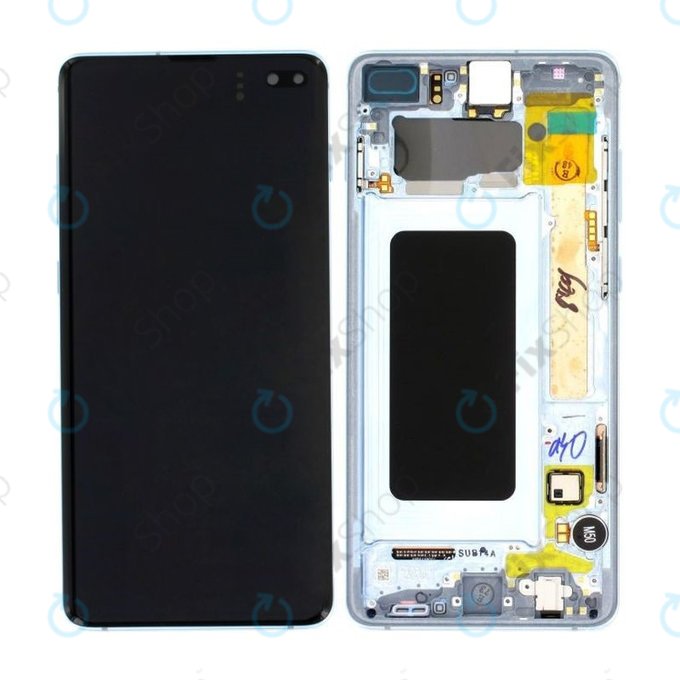 Samsung Galaxy S10 Plus G975F - Écran LCD + Écran tactile + Cadre (Bleu prisme) - GH82-18849C, GH82-18834C Genuine Service Pack
