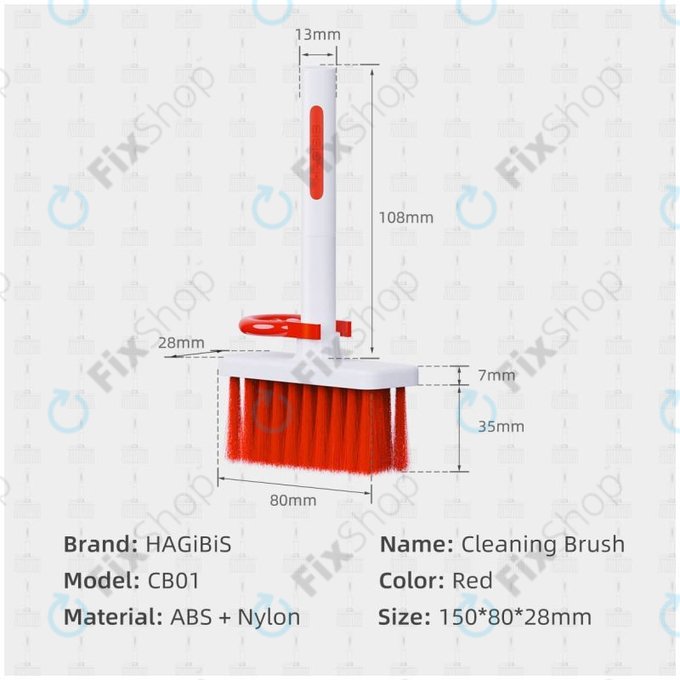 Brosse de nettoyage multifonctionnelle + stylo de nettoyage + extracteur de clé (rouge)