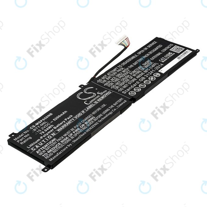 Batterie pour MSI GS65 Stealth Thin, PS63, P65 Creator 8RF, 5200mAh, Li-Pol, 15.2V, BTY-M6L, HQ