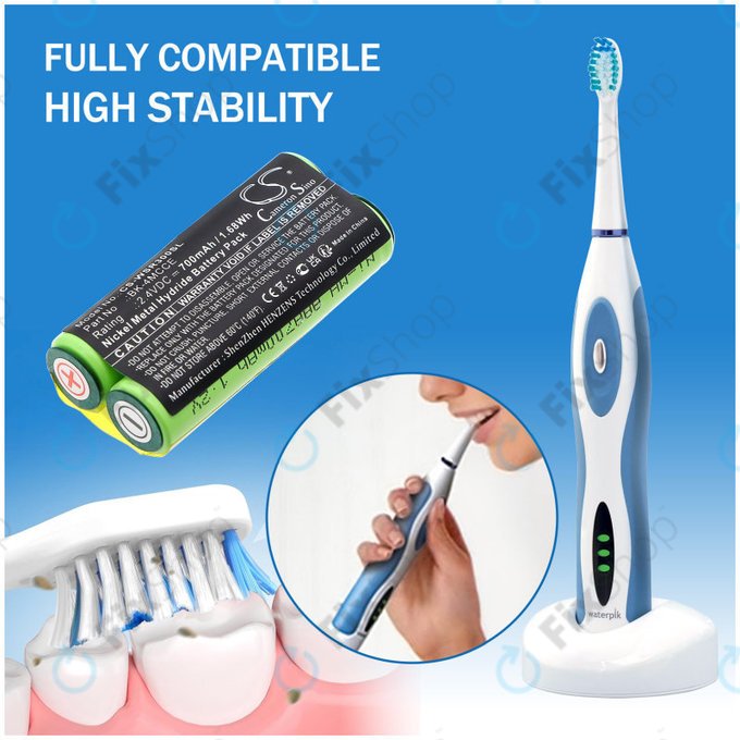 Batterie pour Waterpik 900 Sonic Toothbrush, Sensonic Plus Sr-3000, 700mAh, Ni-MH, 2.4V, BK-4MCCE, HQ