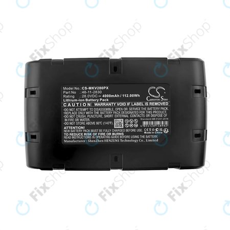 Batterie pour Milwaukee 0721-20, V28 Vc, Wurth Bs 28-A Combi, 4000mAh, Li-Ion, 28V, 48-11-2830, HQ
