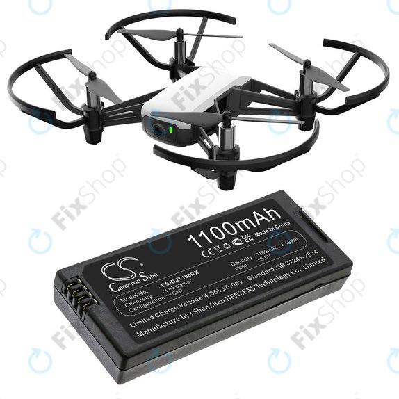 Batterie pour DJI Tello, 1100mAh, Li-Pol, 3.8V, T01, HQ