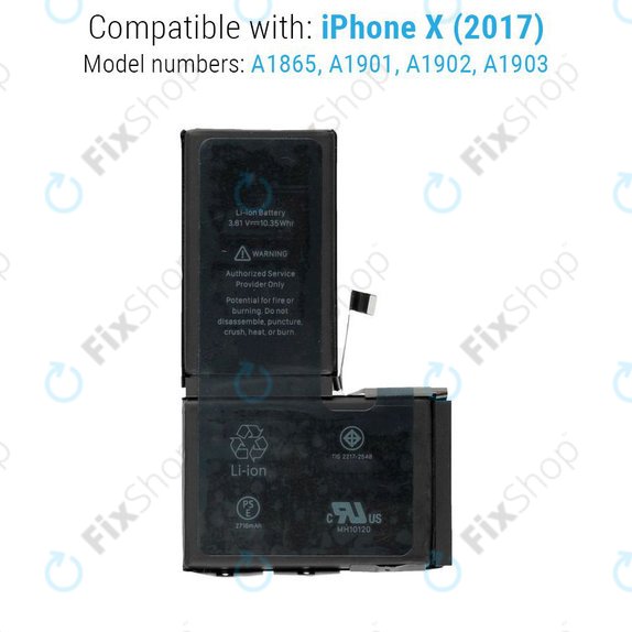 Batterie pour iPhone X, 2716mAh, Service Pack